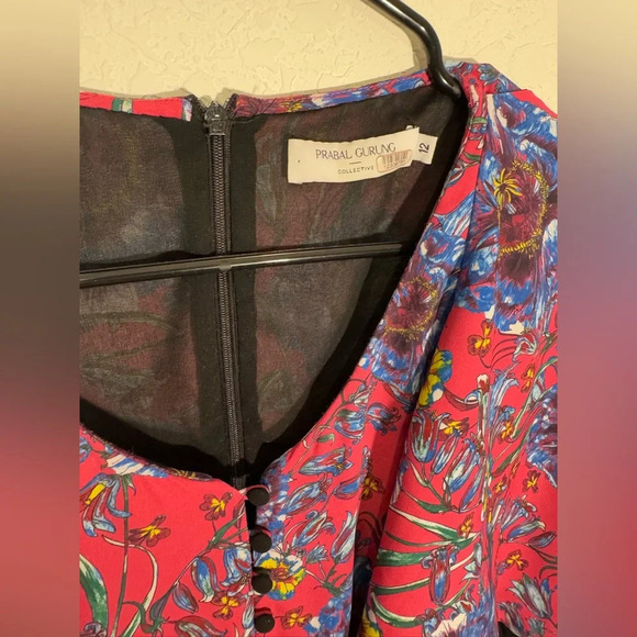 Prabal Gurung Floral Print A Line Pink Blue Mini Dress Womens Size 12 - Picture 4 of 11